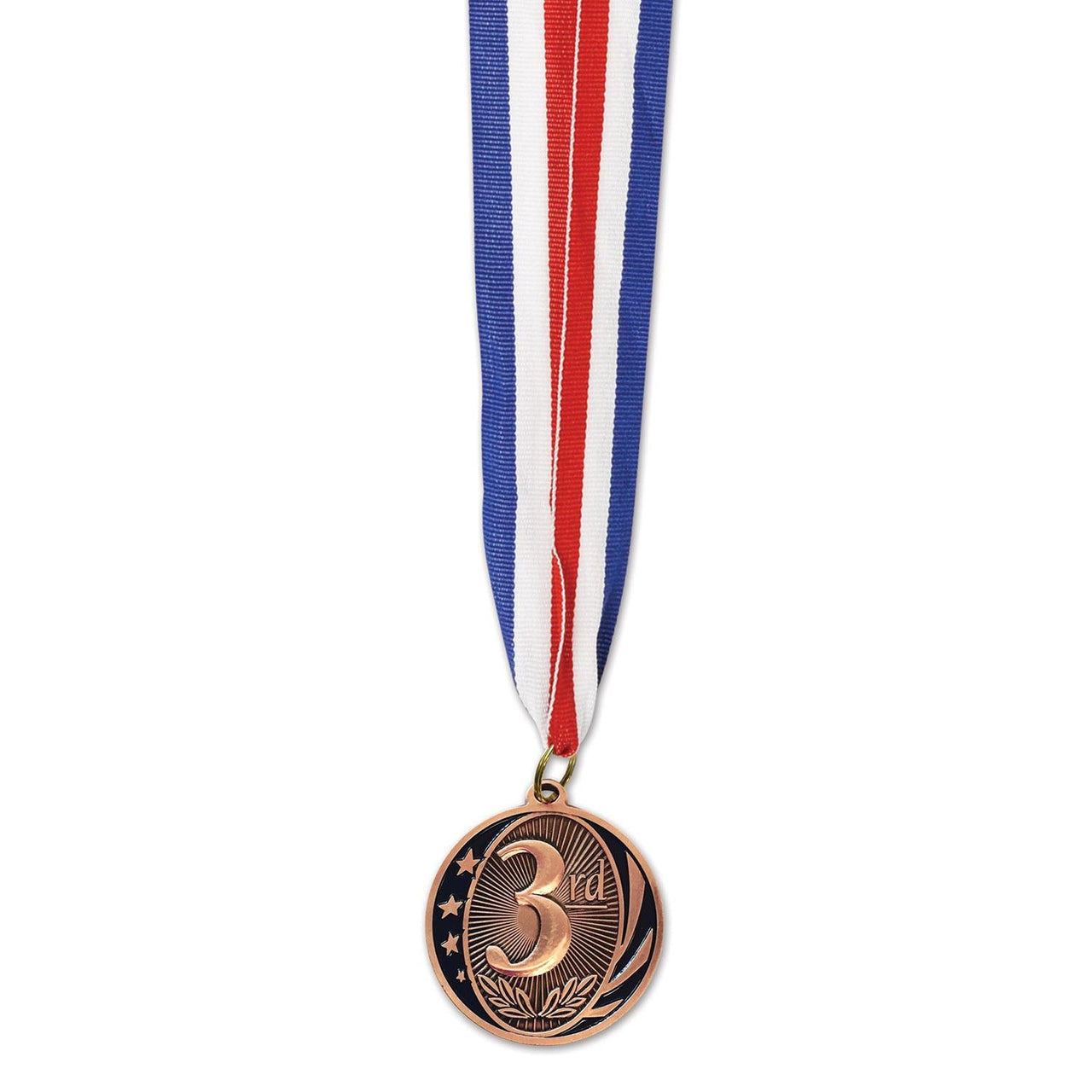 3rd Place Medal with Ribbon - bronze - Bulk 12 Pack