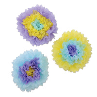 Tissue Flowers Party Decoration blue - lavender - yellow - Bulk/36 Flowers