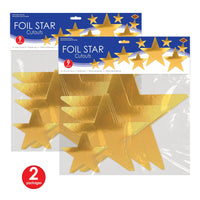 Pkgd Foil Star Cutouts Gold, party supplies, decorations, The Beistle Company, General Occasion, Bulk, General Party Decorations, Foil Stars Decoration