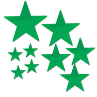 Packaged Party Foil Star Cutouts green - Bulk 108 Pack