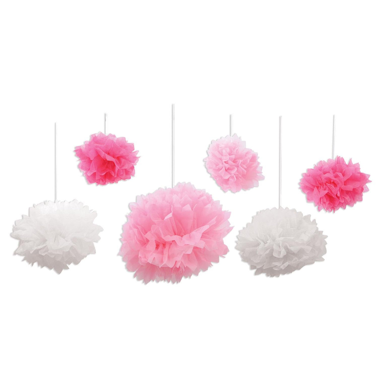 Tissue Fluff Balls - pink/white - Bulk 36 Pack