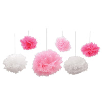 Tissue Fluff Balls - pink/white - Bulk 36 Pack