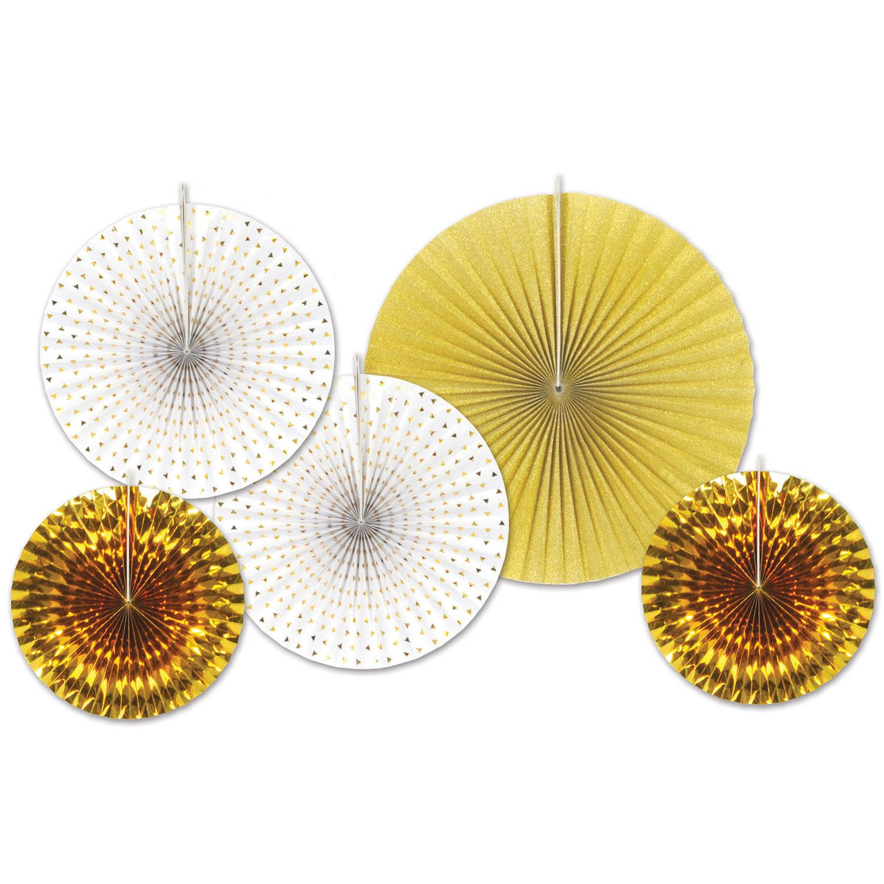 Paper/Foil Decorative Fans - gold - Bulk/60 Fans