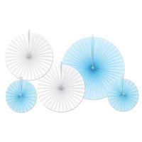 Accordion Paper Fans - Asst Light blue/white - Bulk/60 Fans