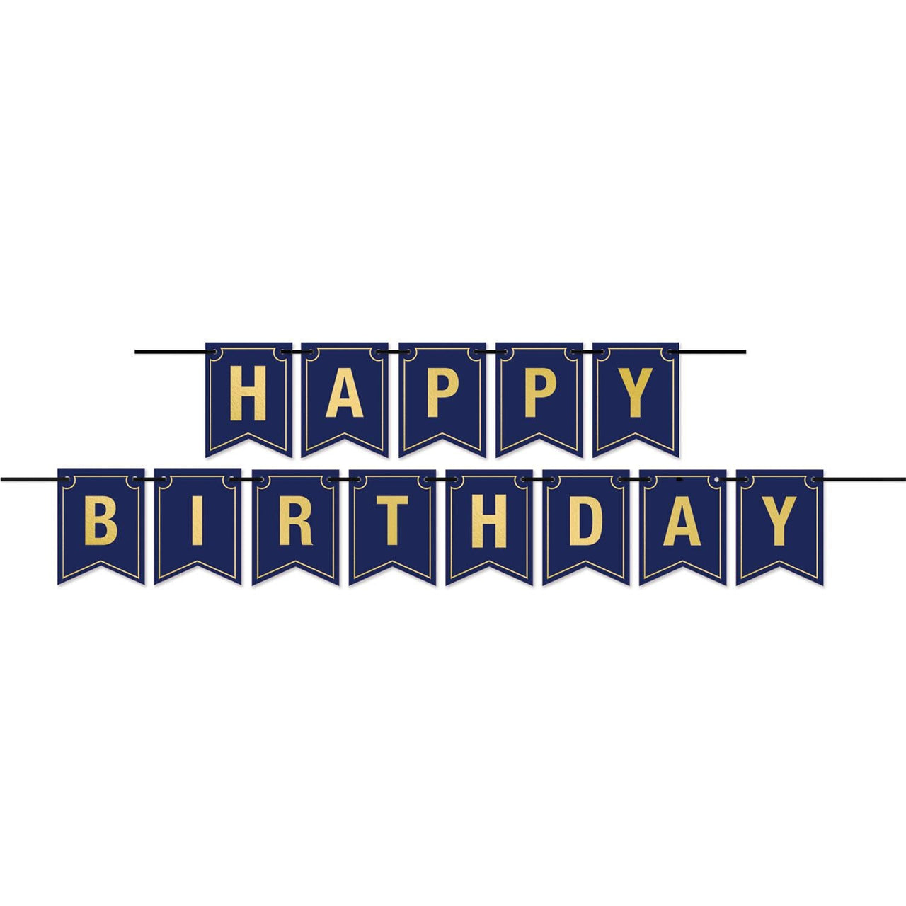 Foil Happy Birthday Party Streamer (Navy) - Bulk 12 Pack