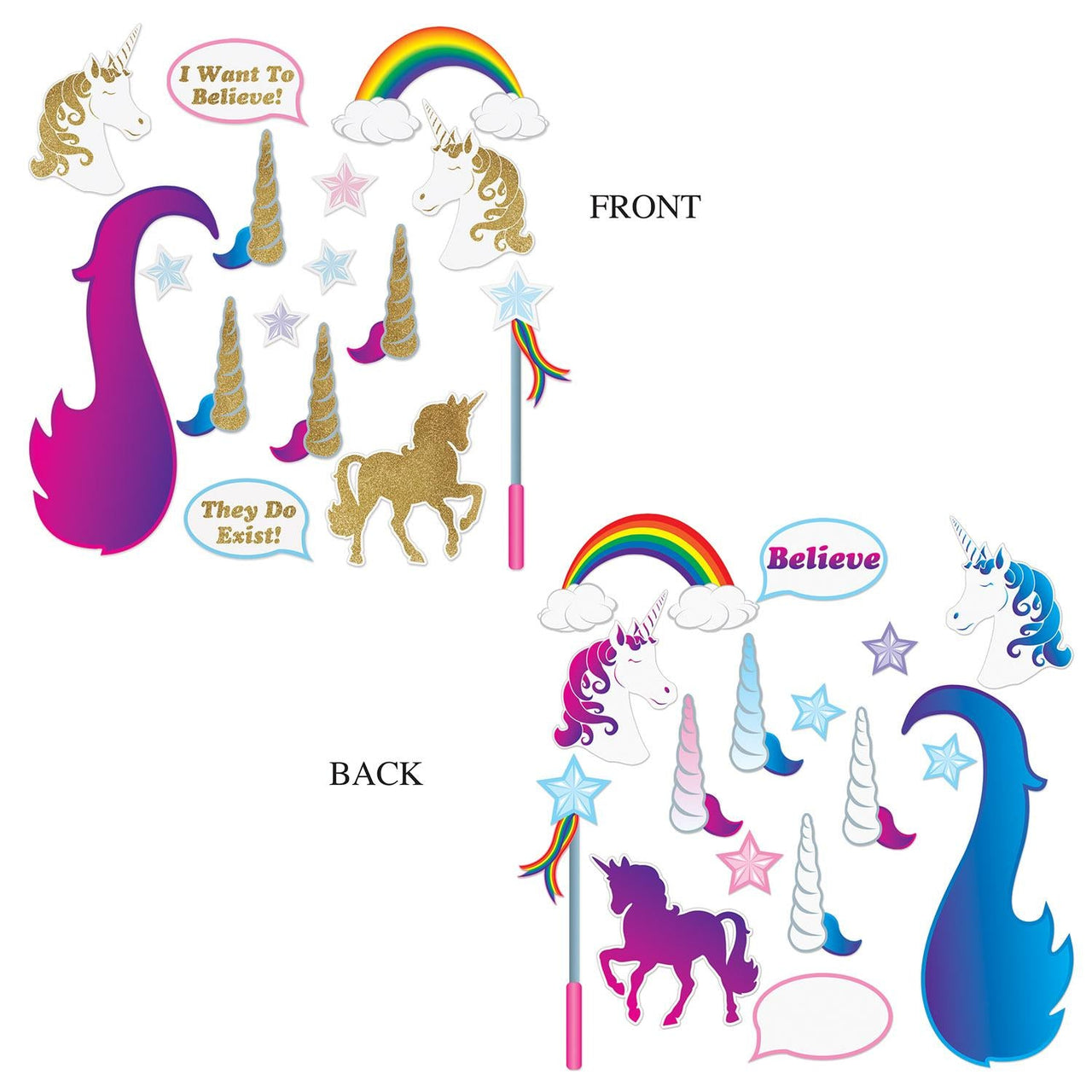 Unicorn Glittered Party Photo Fun Signs - Bulk/192 Fun Signs
