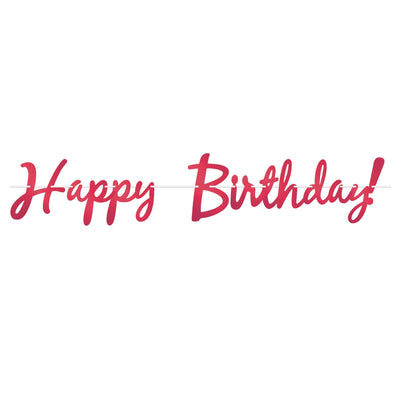 Foil Happy Birthday Party Streamer Red - Bulk 12 Pack