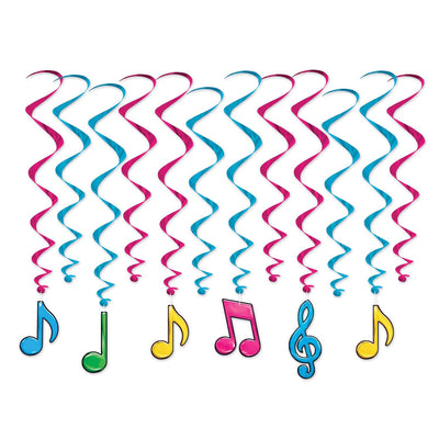 Neon Musical Notes Party Whirls - Bulk 72 Pack