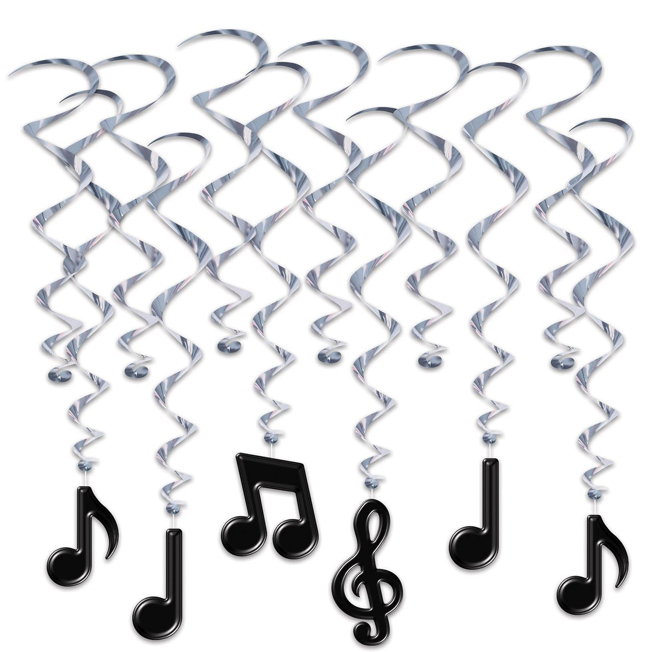 Musical Notes Party Whirls - black - Bulk 72 Pack