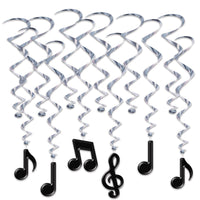 Musical Notes Party Whirls - black - Bulk 72 Pack