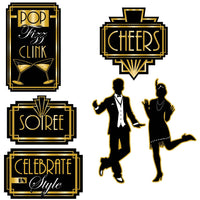 Roaring 20's Party Cutouts - Bulk 72 Pack
