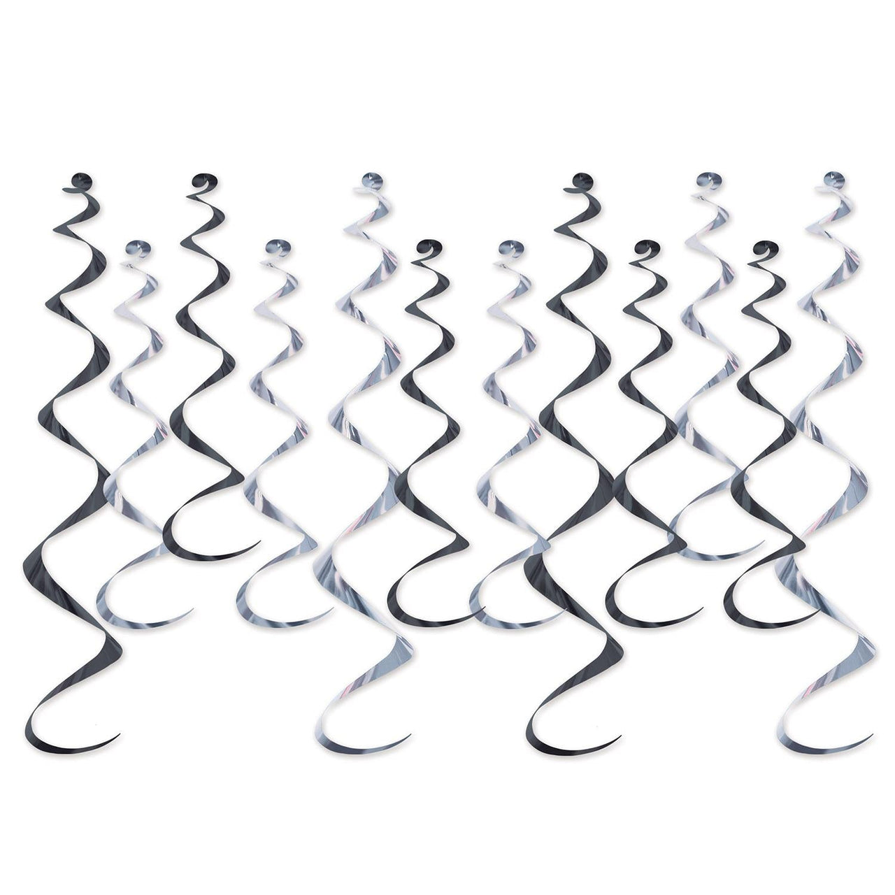 Metallic Party Whirls Asst black/silver - Bulk 72 Pack