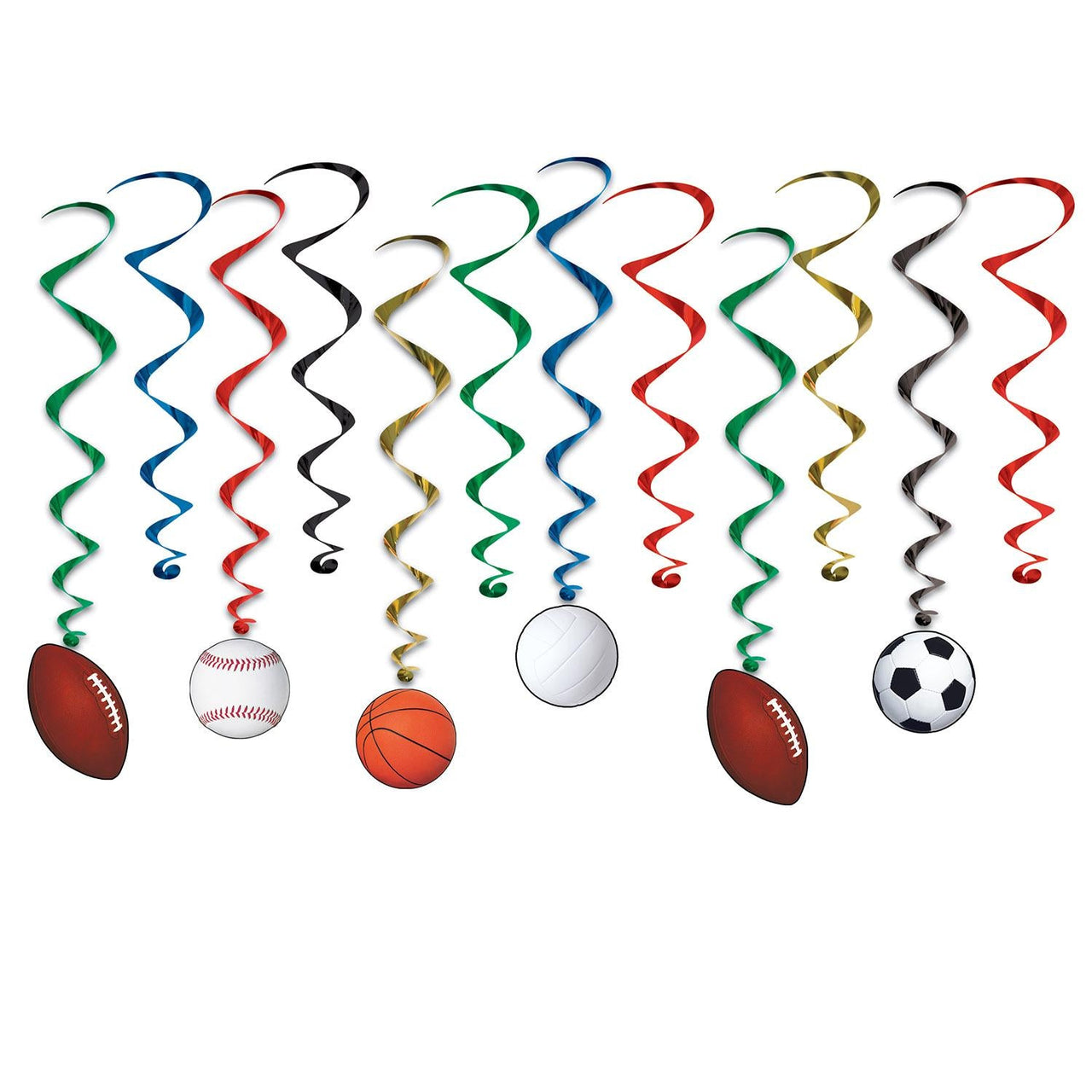 Sports Party Whirls - Bulk 72 Pack