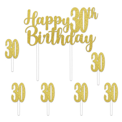 Happy 30th Birthday Cake Topper with "30" Picks