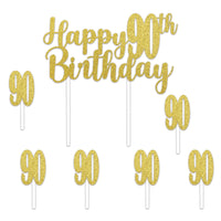 Happy 90th Birthday Cake Topper - 6 Picks Included