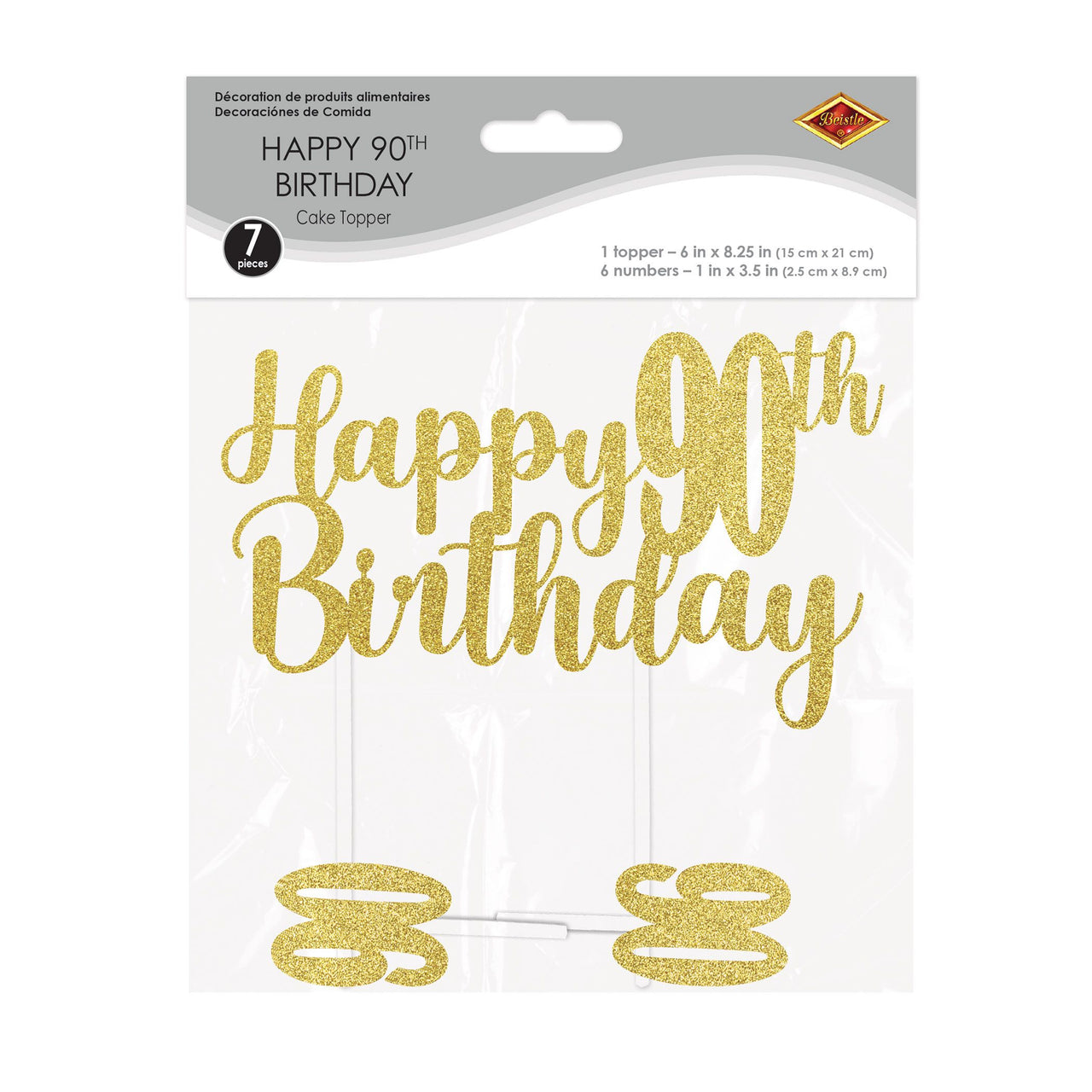 12 Pack Bulk Happy 90th Birthday Cake Topper 6 Picks Included