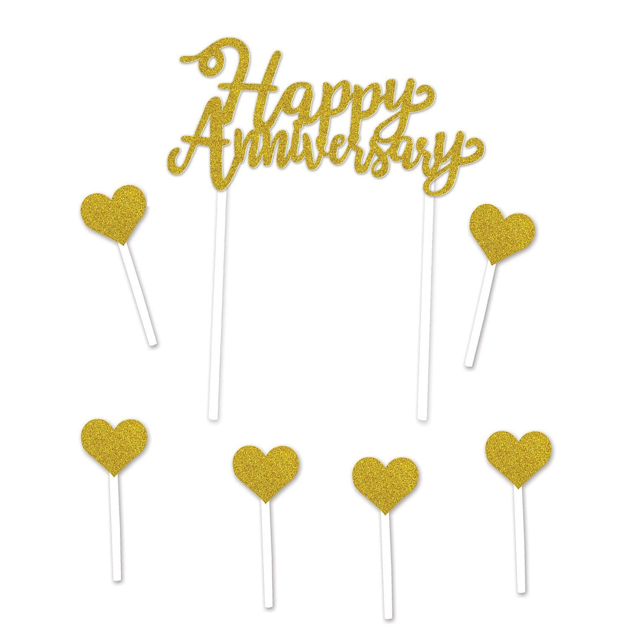 Happy Anniversary Cake Topper - Bulk 12 Pack