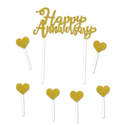 Happy Anniversary Cake Topper - Bulk 12 Pack