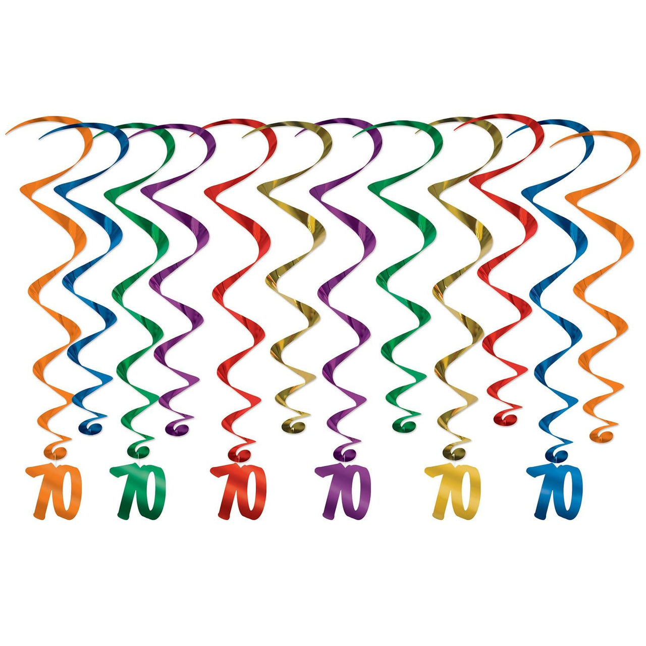 70th Birthday Party Whirls - Bulk 72 Pack