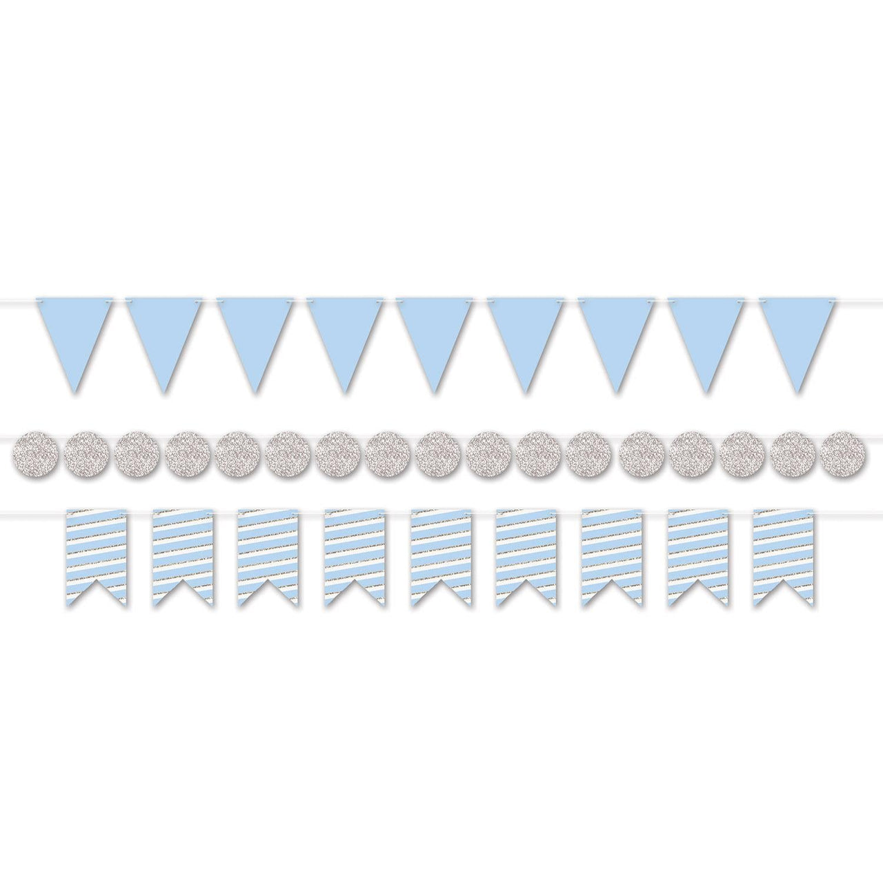 Mini Party Streamer Kit - blue/silver - Bulk 12 Pack