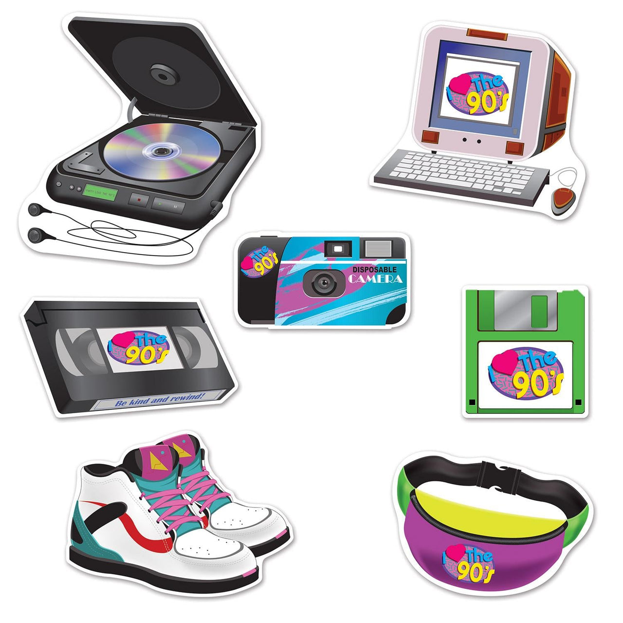 90's Party Cutouts - Bulk/84 Cutouts