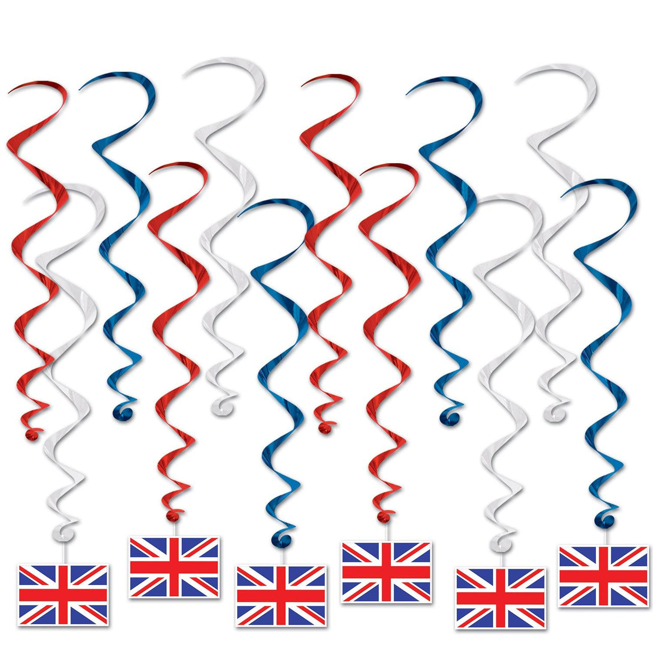 British Flag Party Whirls - Bulk 72 Pack