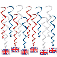 British Flag Party Whirls - Bulk 72 Pack
