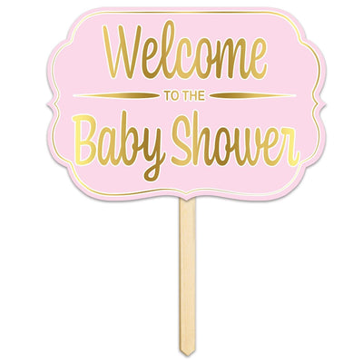 Foil Welcome To The Baby Shower Yard Sign- Pink - Bulk 6 Pack