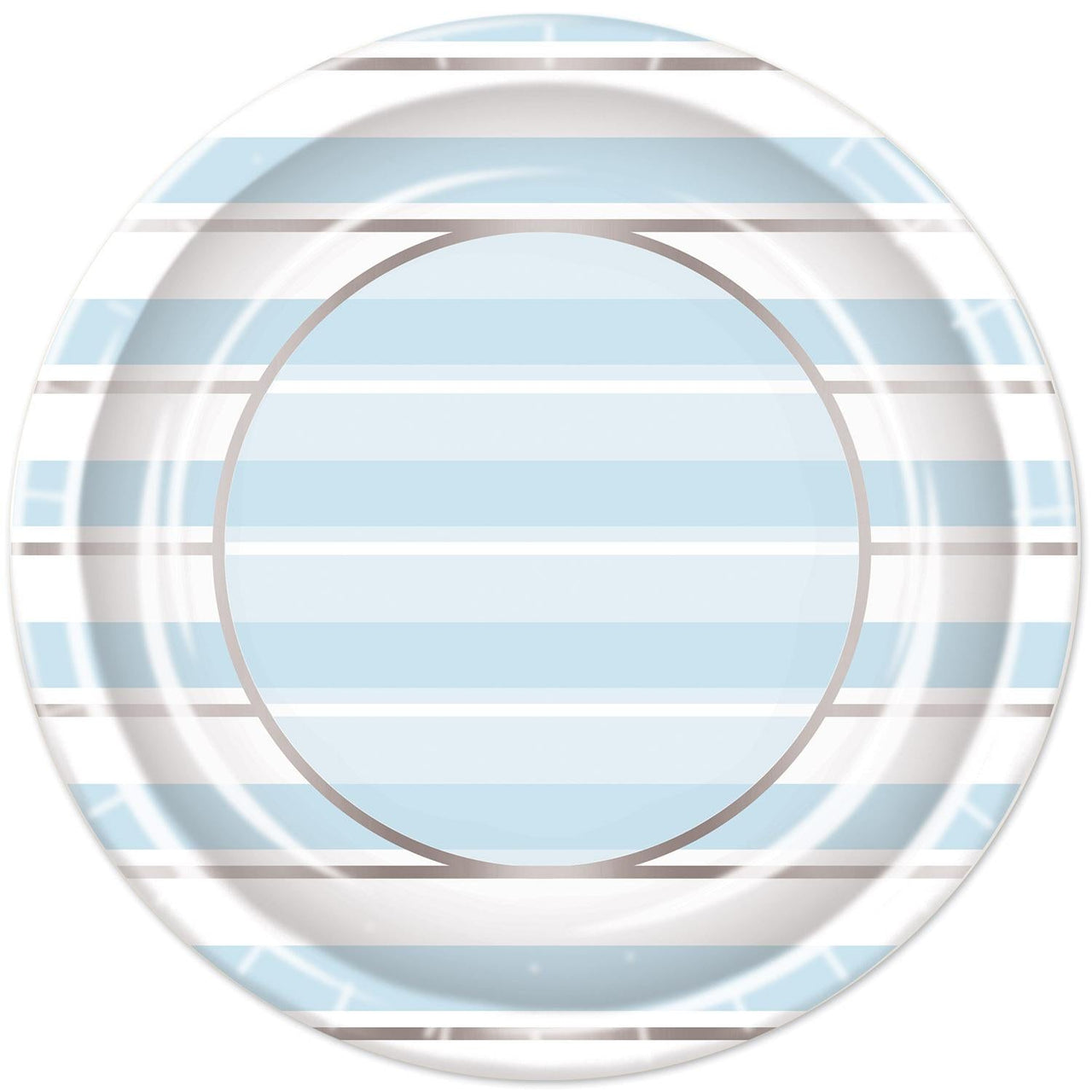 Blue Striped Paper Plates 9 inch - Bulk 96 Pack
