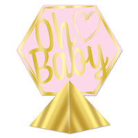 3-D Foil Oh Baby Centerpiece - Girl - Bulk 12 Pack