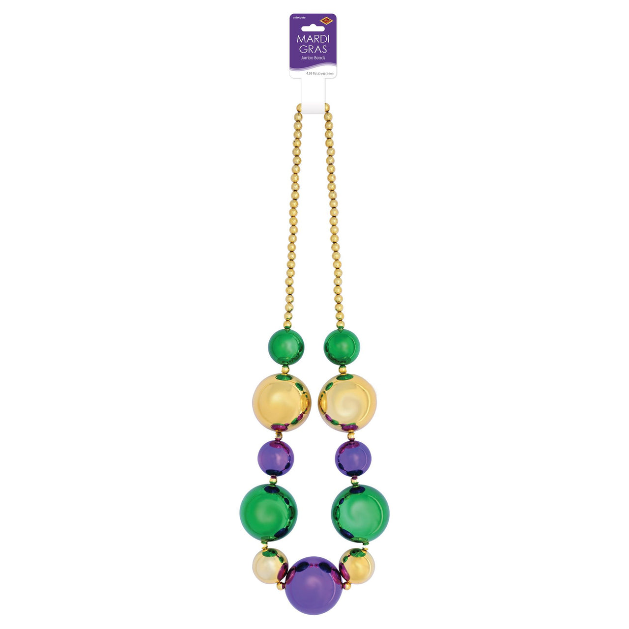 Jumbo Mardi Gras Beads 4 ft 7 inch Round Party Necklace