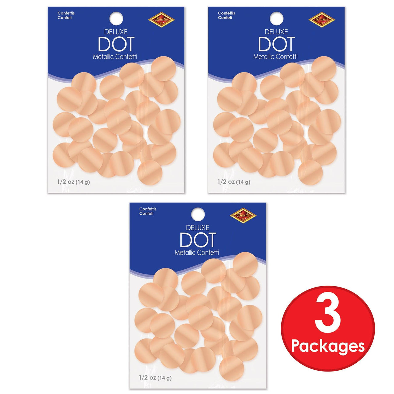 Bulk Metallic Deluxe Dot Confetti - rose gold (12 Packages) by Beistle
