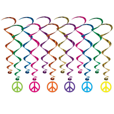 Peace Sign Party Whirls - Bulk 72 Pack