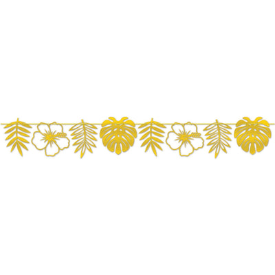 Luau Party Foil Die-Cut Floral Streamer - Bulk 12 Pack