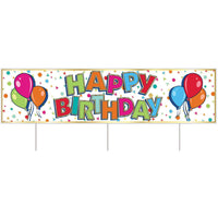 Plastic Jumbo Happy Birthday Party Yard Sign- Multicolor - Bulk 6 Pack