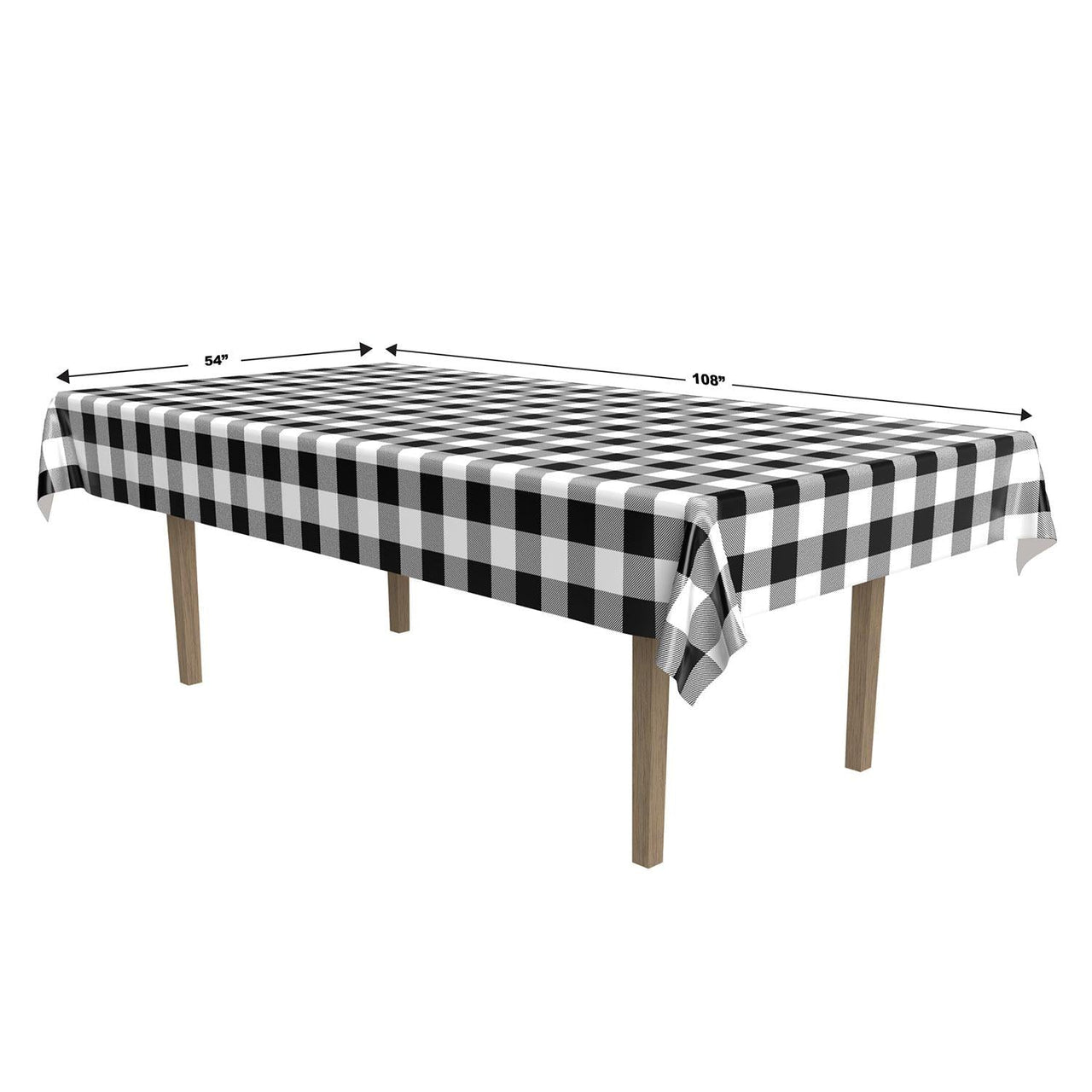 Bulk Plaid Tablecover - Black & White (Case of 12) by Beistle