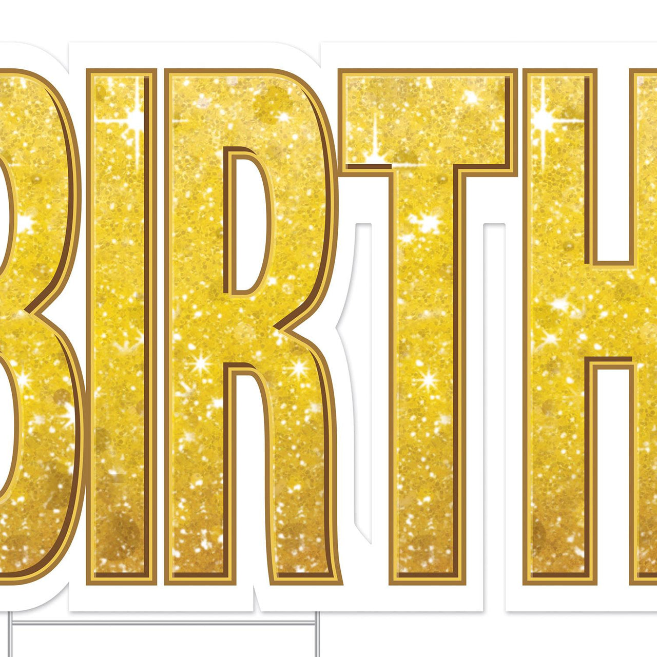 Bulk Plastic Jumbo Happy Birthday Yard Sign Set - Gold (Case of 4) by Beistle