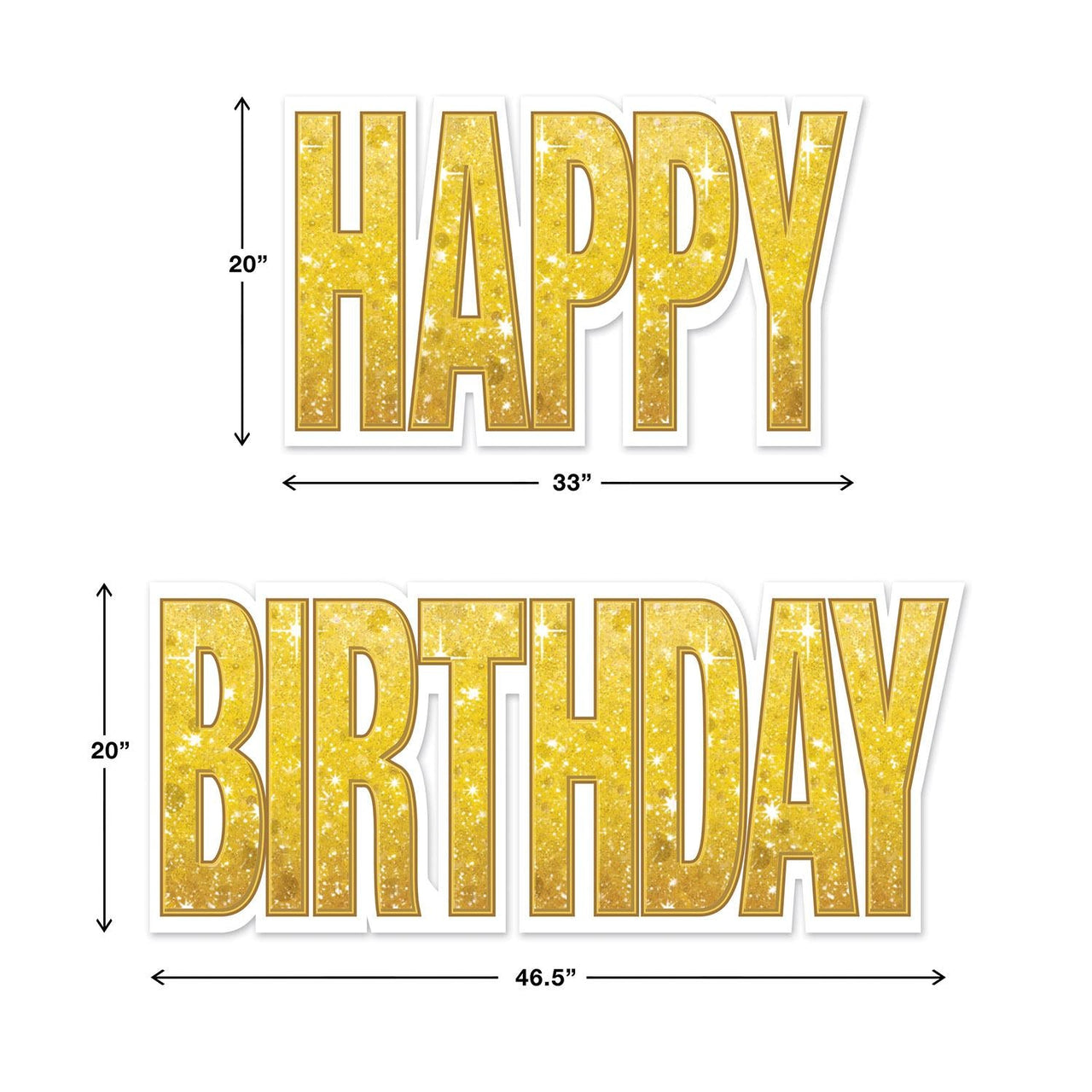 Bulk Plastic Jumbo Happy Birthday Yard Sign Set - Gold (Case of 4) by Beistle