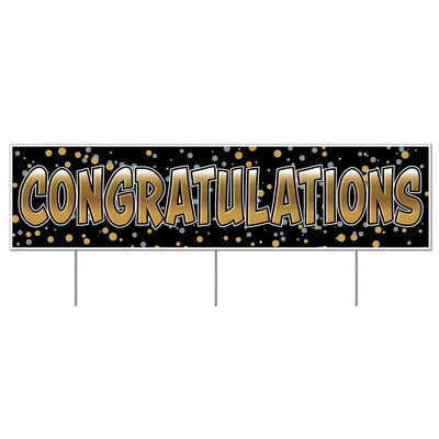 Plastic Jumbo "Congratulations" Party Yard Sign - Bulk 6 Pack