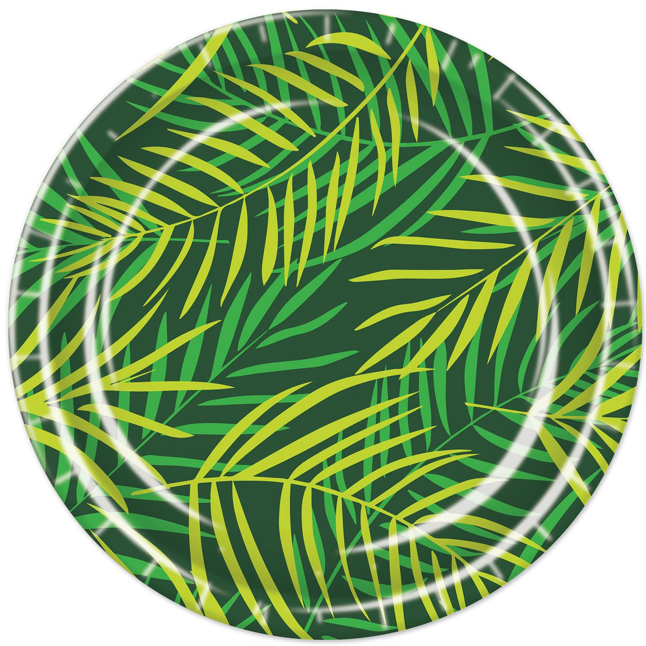 Luau Party Palm Leaf Paper Plates 9 inch - Bulk 96 Pack