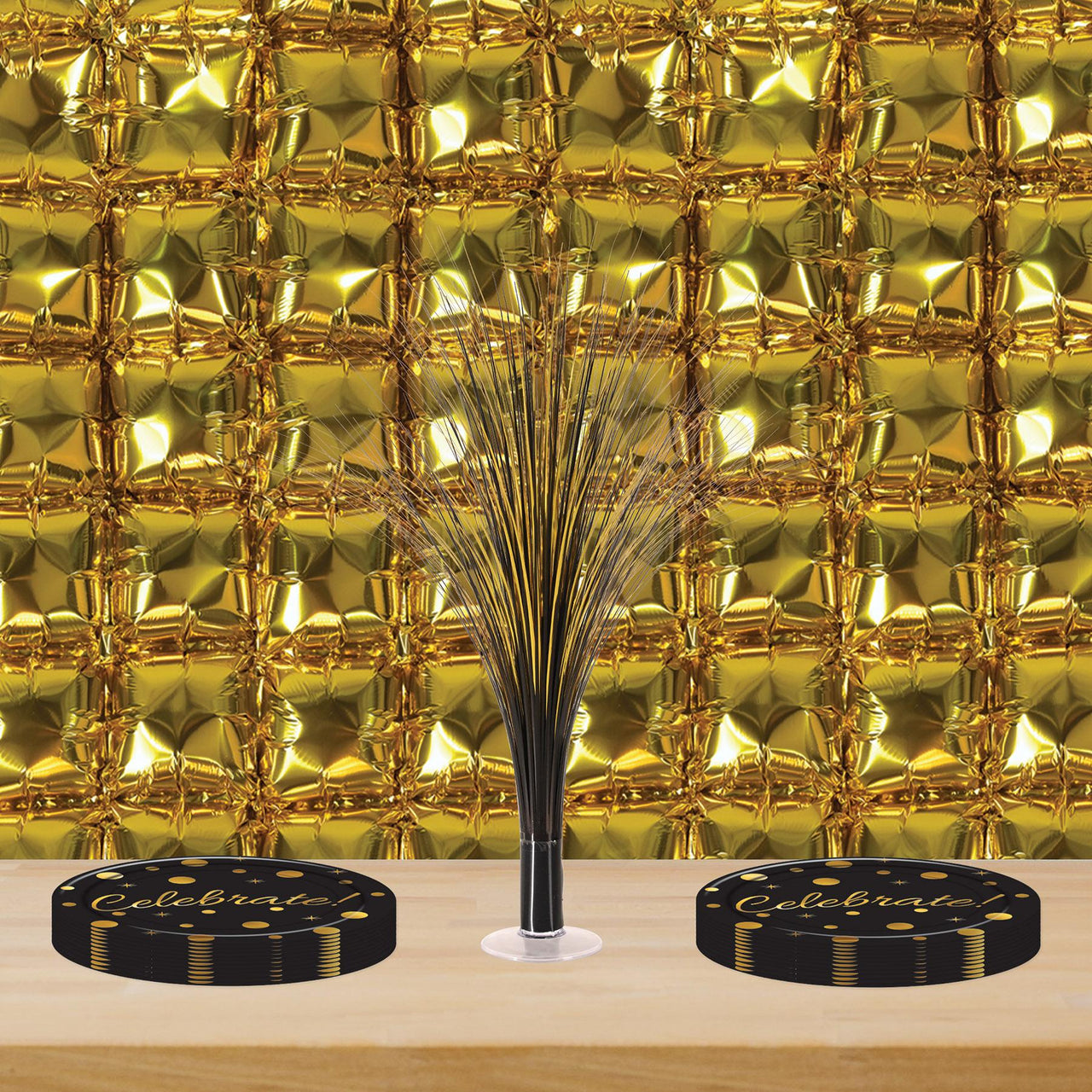Bulk Gold Foil Balloon Backdrops (12 Pkgs Per Case) by Beistle