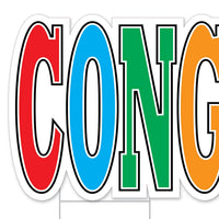 Plas Jumbo Congrats Grad! Graduation Party Yard Sign Set - Multi-Color