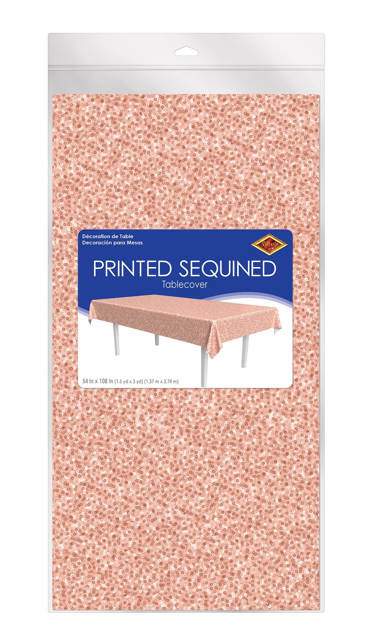 Bulk Printed Sequined Tablecover - Rose Gold (Case of 12) by Beistle