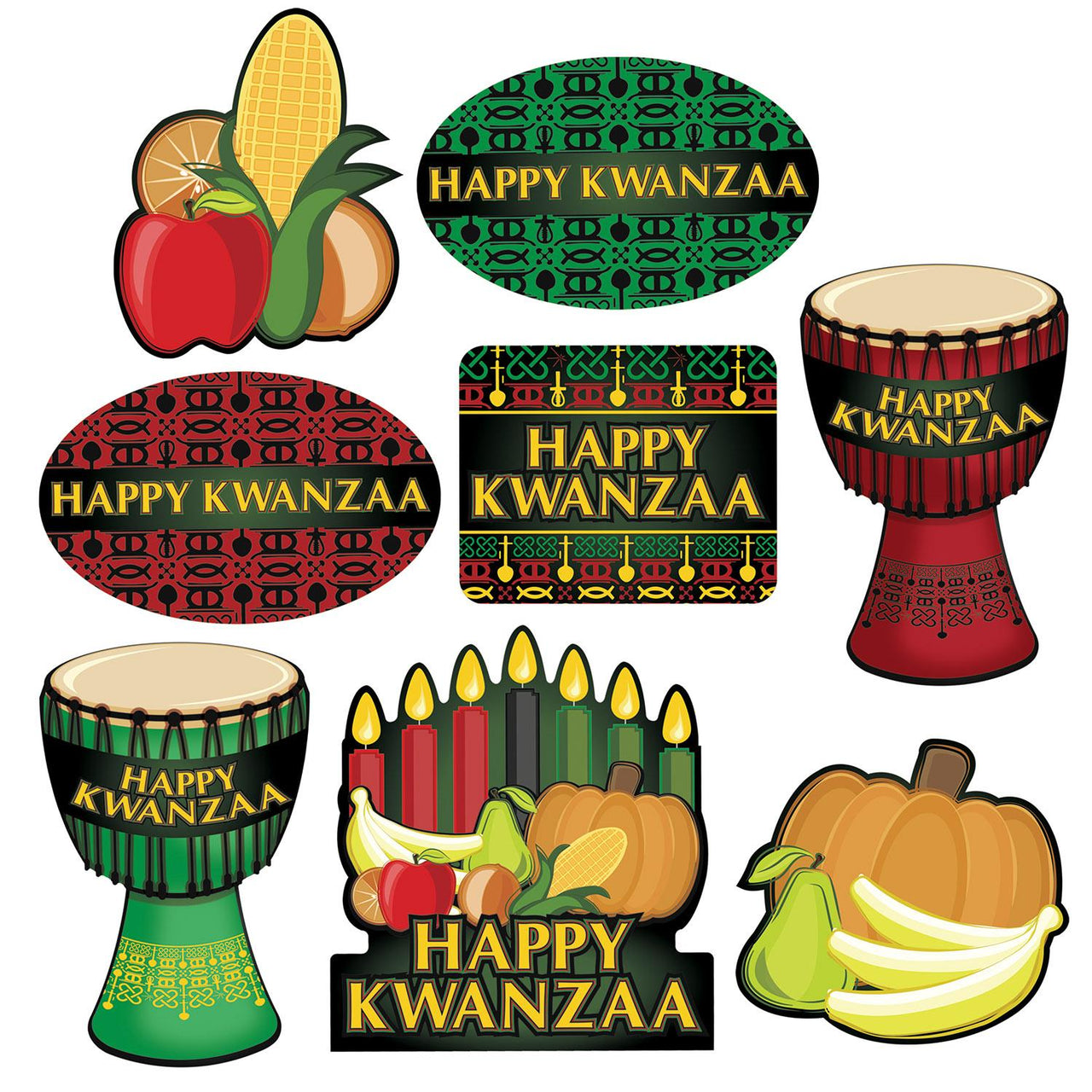 Happy Kwanzaa Cutouts - Bulk 96 Pack