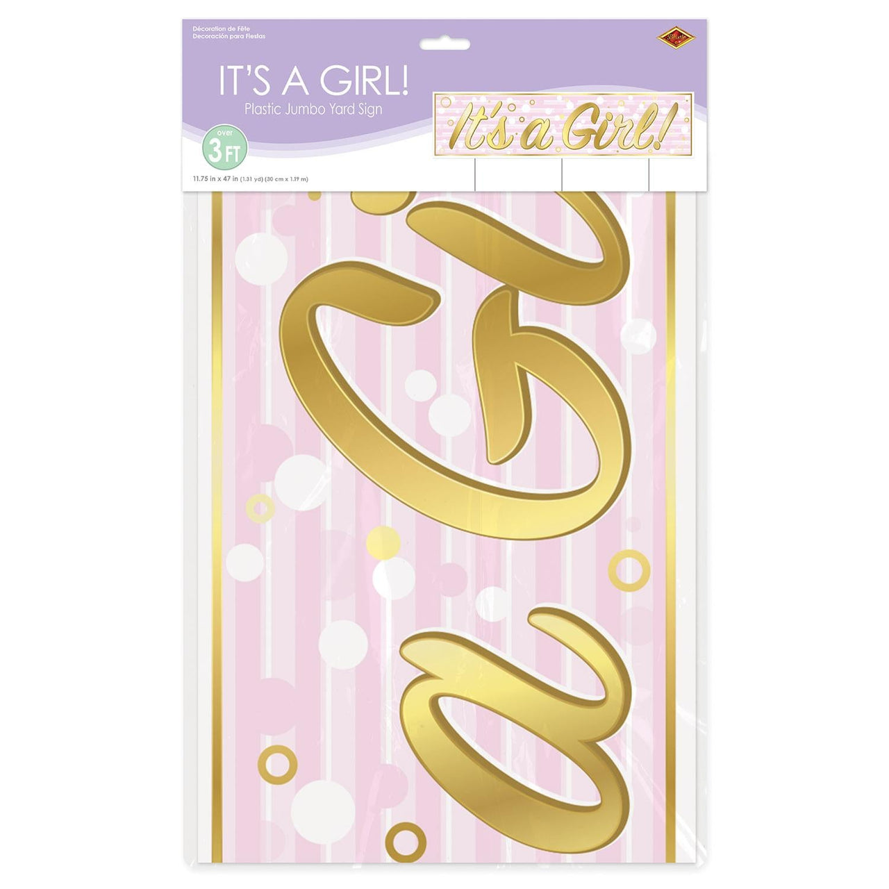 Bulk Plastic Jumbo It's A Girl! Yard Sign (Case of 6) by Beistle