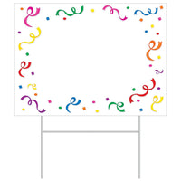 Plastic Blank Party Yard Sign with Confetti - Bulk 6 Pack