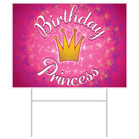 Plastic Birthday Party Princess Yard Sign - Bulk 6 Pack