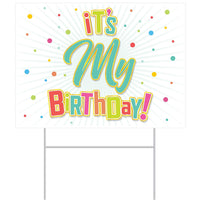 Plastic It's My Birthday Party! Yard Sign - Bulk 6 Pack