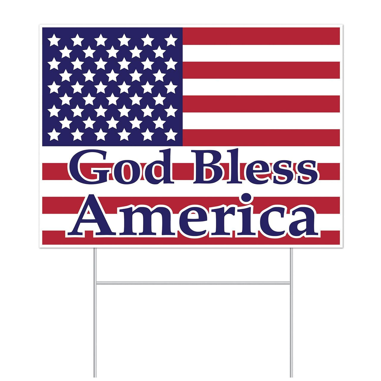 Plastic God Bless America Party Yard Sign - Bulk 6 Pack