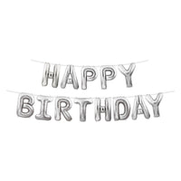Happy Birthday Party Balloon Streamer - Silver - Bulk 6 Pack